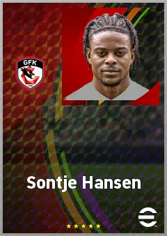Sontje Hansen eFootball 2026 player card, 70 OVR RWF