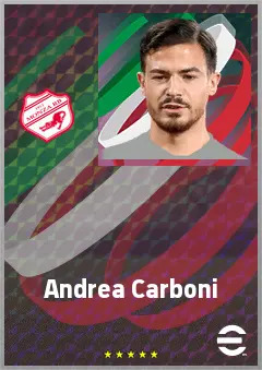 Andrea Carboni eFootball 2026 player card, 74 OVR CB