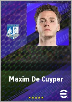 Maxim De Cuyper eFootball 2026 player card, 74 OVR LB