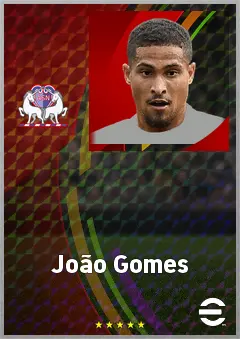 João Gomes eFootball 2026 player card, 77 OVR CMF