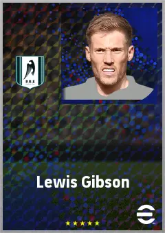 Lewis Gibson eFootball 2026 player card, 71 OVR CB