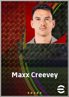 Maxx Creevey eFootball 2026 player card, 65 OVR CB