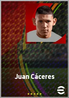 Juan Cáceres eFootball 2026 player card, 73 OVR RB