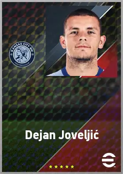 Dejan Joveljić eFootball 2026 player card, 75 OVR CF