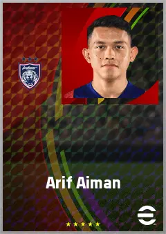 Arif Aiman eFootball 2026 player card, 70 OVR RMF