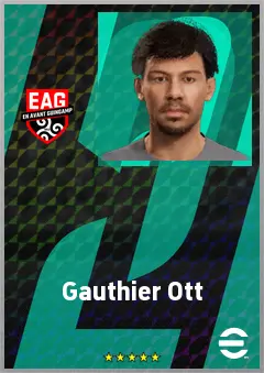 Gauthier Ott eFootball 2026 player card, 65 OVR LWF
