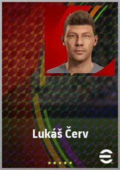 Lukáš Červ eFootball 2026 player card, 72 OVR CMF