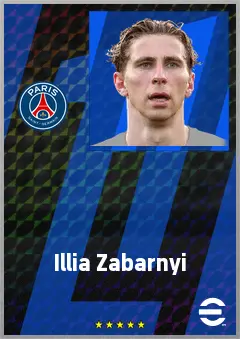 Illia Zabarnyi eFootball 2026 player card, 76 OVR CB