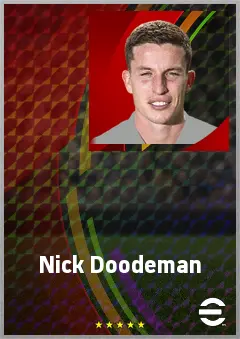 Nick Doodeman eFootball 2026 player card, 69 OVR RWF