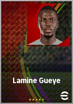 Lamine Gueye eFootball 2026 player card, 67 OVR RWF