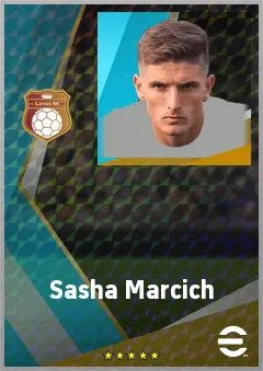 Sasha Marcich eFootball 2026 player card, 74 OVR LB