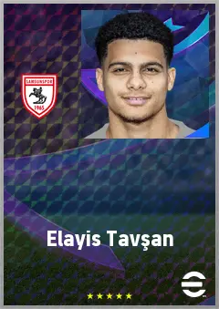 Elayis Tavşan eFootball 2026 player card, 71 OVR RWF