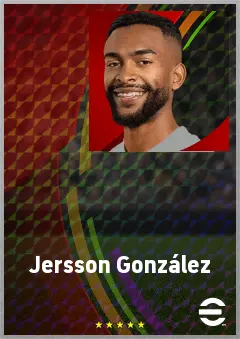 Jersson González eFootball 2026 player card, 70 OVR RWF