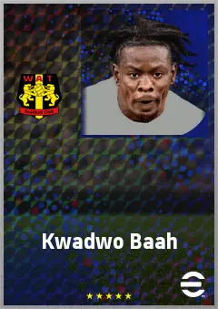Kwadwo Baah eFootball 2026 player card, 70 OVR RWF