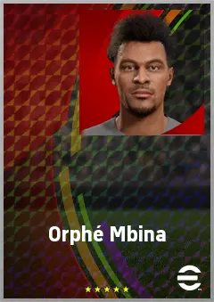 Orphé Mbina eFootball 2026 player card, 68 OVR CF