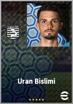 Uran Bislimi eFootball 2026 player card, 72 OVR CMF
