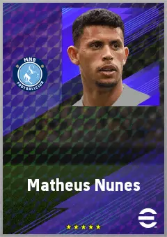 Matheus Nunes eFootball 2026 player card, 77 OVR RB