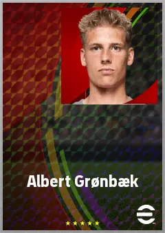 Albert Grønbæk eFootball 2026 player card, 73 OVR CMF