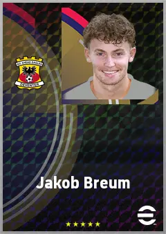 Jakob Breum eFootball 2026 player card, 71 OVR LWF