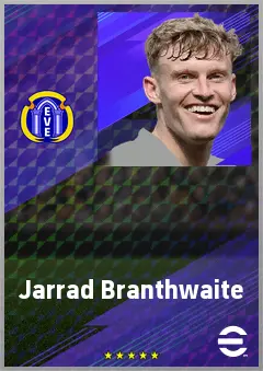 Jarrad Branthwaite eFootball 2026 player card, 77 OVR CB