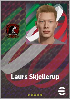 Laurs Skjellerup eFootball 2026 player card, 66 OVR CF