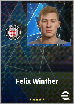 Felix Winther eFootball 2026 player card, 65 OVR DMF