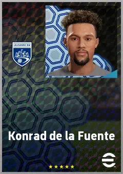 Konrad de la Fuente eFootball 2026 player card, 68 OVR LWF
