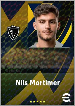 Nils Mortimer eFootball 2026 player card, 68 OVR RWF