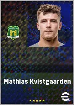 Mathias Kvistgaarden eFootball 2026 player card, 74 OVR CF