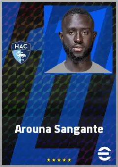 Arouna Sangante eFootball 2026 player card, 73 OVR CB