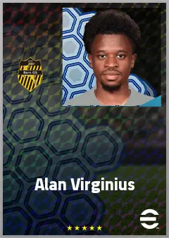 Alan Virginius eFootball 2026 player card, 69 OVR RWF