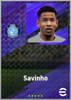 Savinho eFootball 2026 player card, 78 OVR RWF
