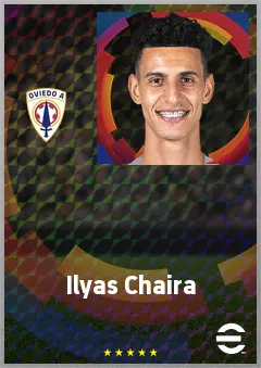Ilyas Chaira eFootball 2026 player card, 70 OVR RWF
