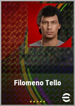 Filomeno Tello eFootball 2026 player card, 57 OVR RMF