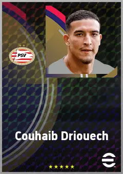 Couhaib Driouech eFootball 2026 player card, 73 OVR LWF