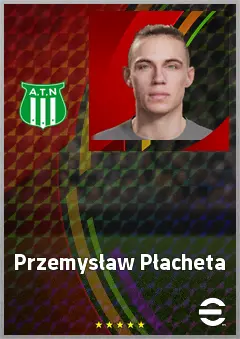 Przemysław Płacheta eFootball 2026 player card, 69 OVR RWF
