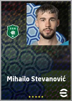 Mihailo Stevanović eFootball 2026 player card, 67 OVR DMF