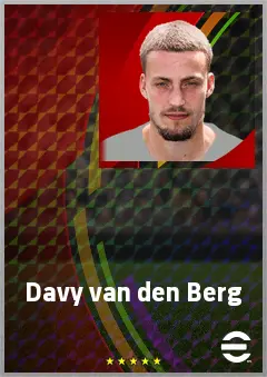 Davy van den Berg eFootball 2026 player card, 71 OVR CMF
