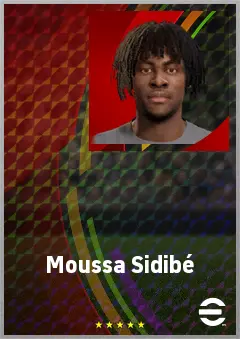 Moussa Sidibé eFootball 2026 player card, 70 OVR RWF