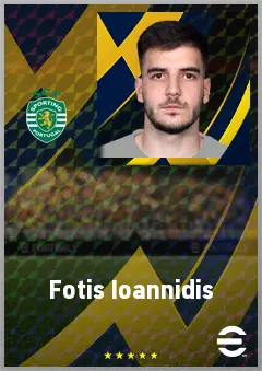 Fotis Ioannidis eFootball 2026 player card, 72 OVR CF