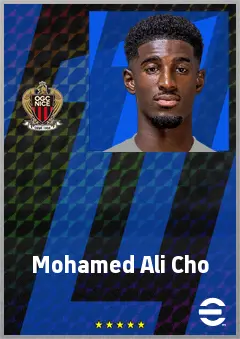 Mohamed Ali Cho eFootball 2026 player card, 74 OVR RWF