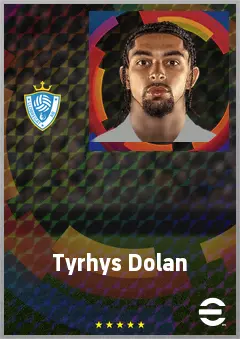 Tyrhys Dolan eFootball 2026 player card, 71 OVR RWF