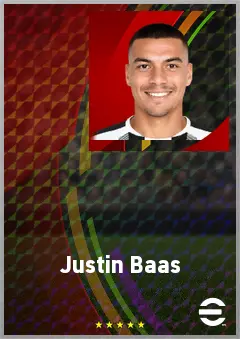 Justin Baas eFootball 2026 player card, 64 OVR DMF