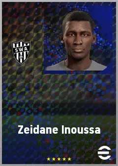 Zeidane Inoussa eFootball 2026 player card, 70 OVR LWF