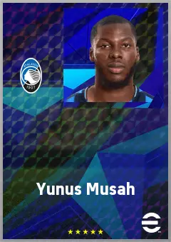 Yunus Musah eFootball 2026 player card, 74 OVR CMF