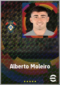 Alberto Moleiro eFootball 2026 player card, 76 OVR LWF