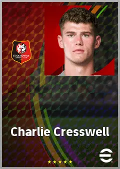 Charlie Cresswell eFootball 2026 player card, 74 OVR CB