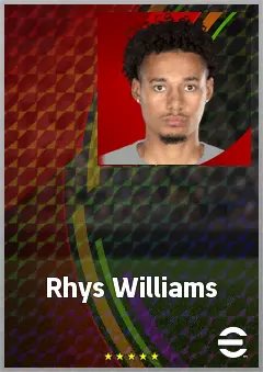 Rhys Williams eFootball 2026 player card, 70 OVR CB