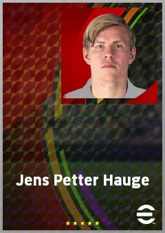 Jens Petter Hauge eFootball 2026 player card, 72 OVR LWF