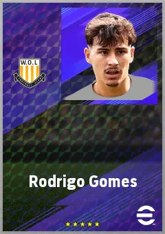Rodrigo Gomes eFootball 2026 player card, 72 OVR RMF